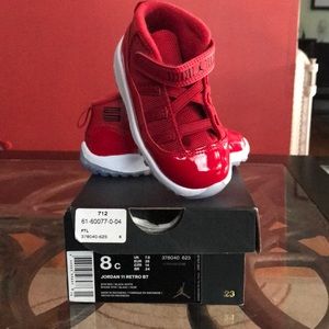 Toddler Jordan 11 retro gym red in a size 8c
